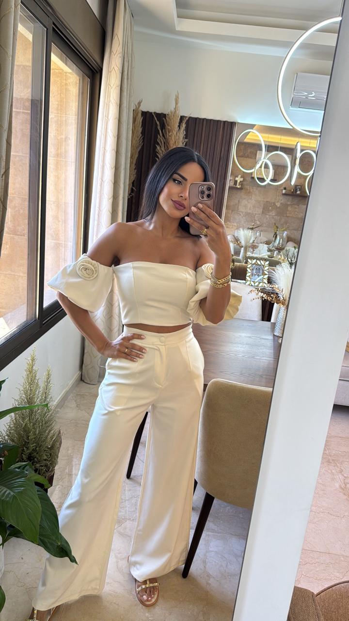 Ivory Rose Off-Shoulder Set