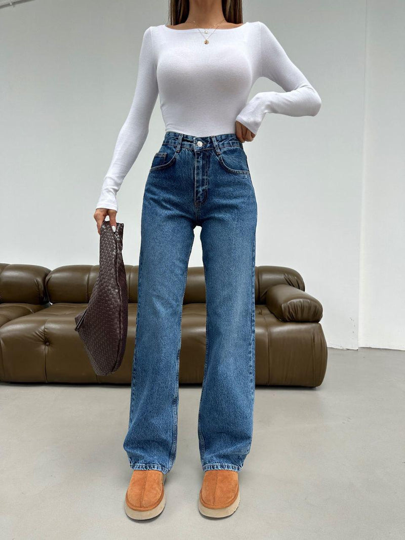 Straight Wide Leg Jeans