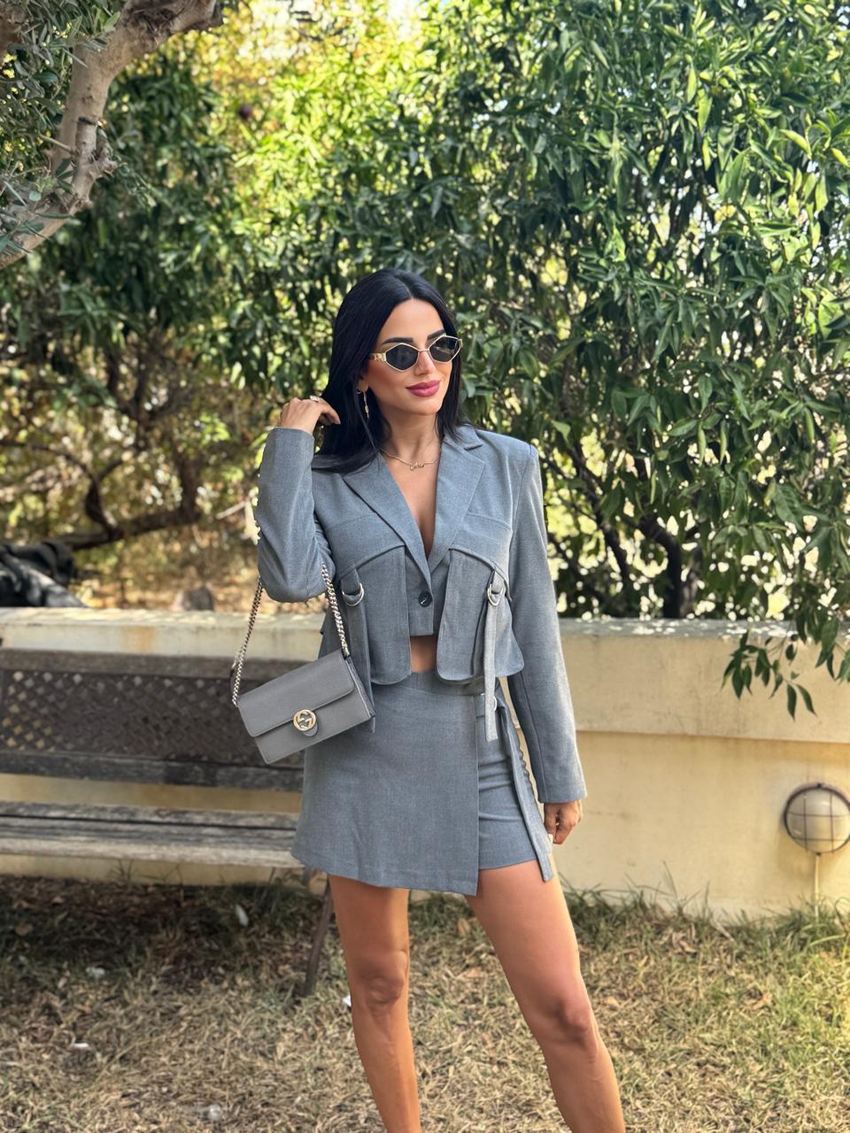Grey Set Blazer with Skort