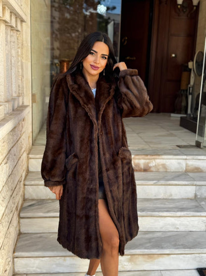 Mocha Long Fur Coat