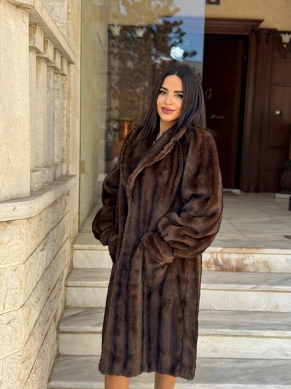 Mocha Long Fur Coat