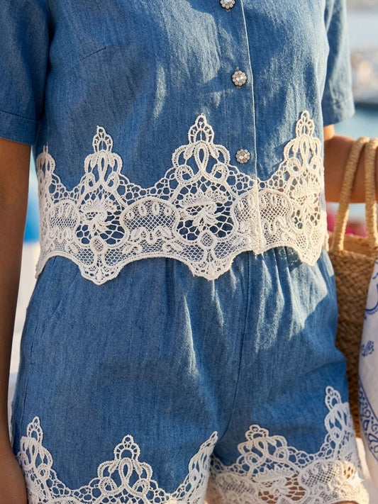 Denim and dentelle set