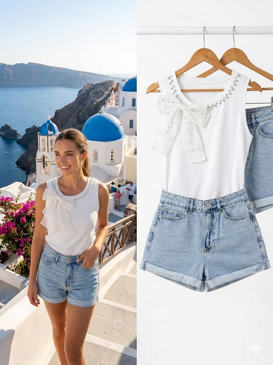 Denim short light blue