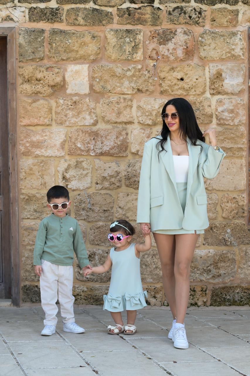 Girls Sage Bow Detail Dress