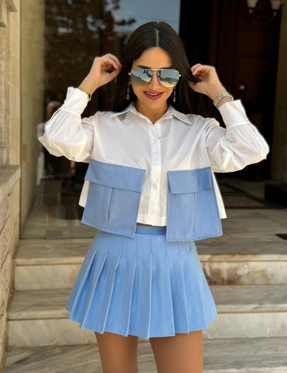 Pocket Shirt & Mini Skirt Set