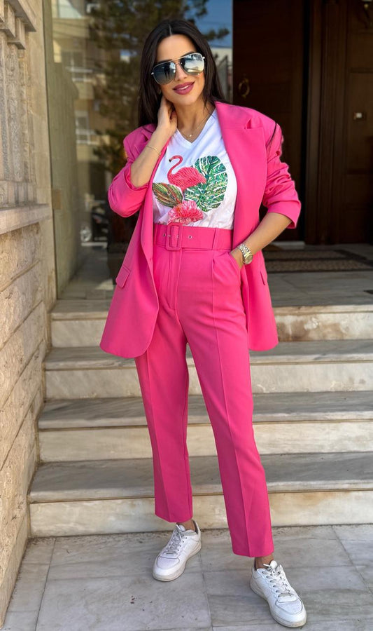 Belted Blazer & Pants Set